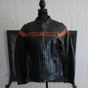 Harley Davidson Womens Leather Jacket M Medium Victory Sweep NWOT